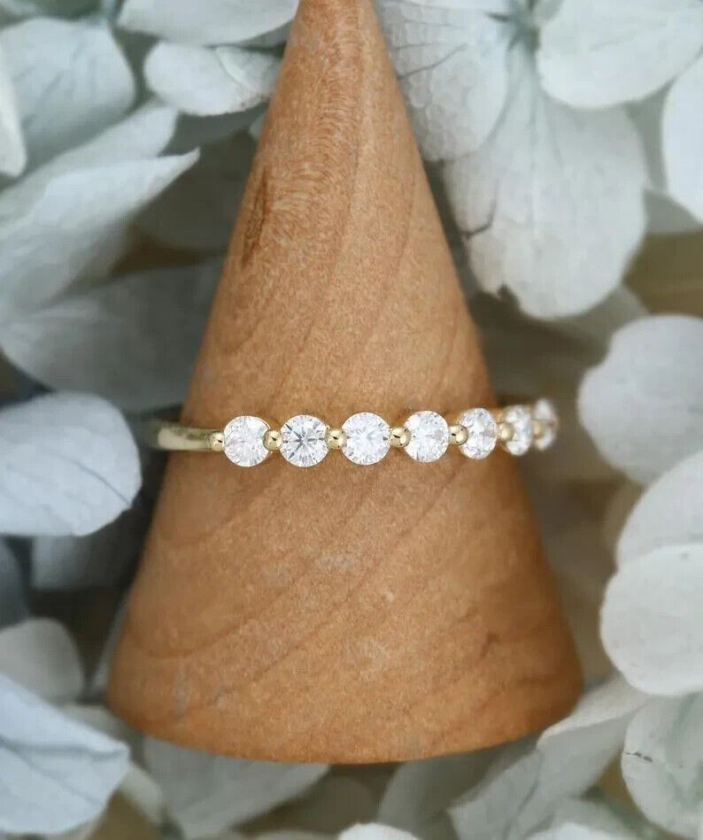 1.50 Ct White Diamond Round Cut Lab-Created Engagement Ring 14K Yellow Gold FN