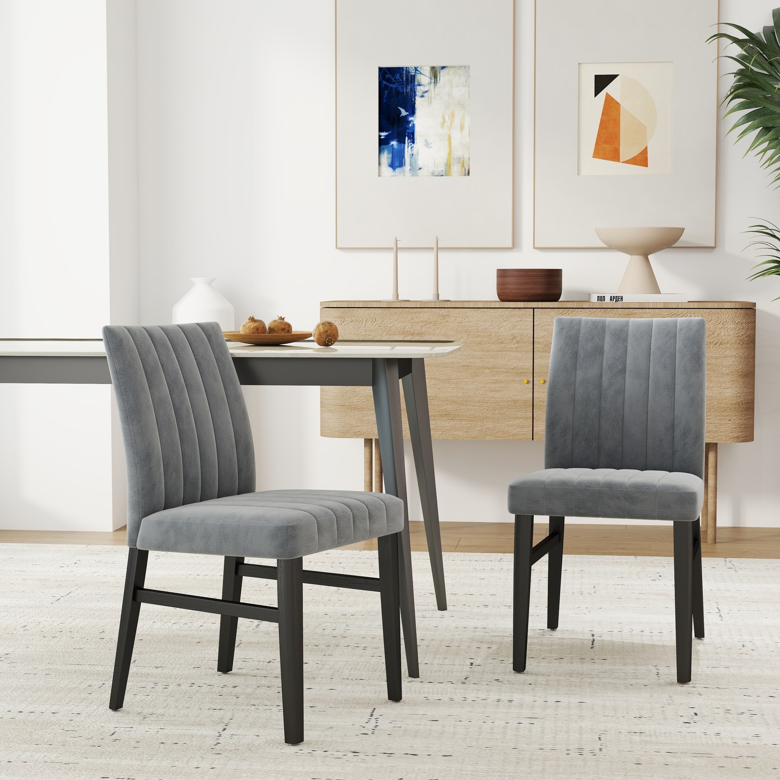 Roundhill Furniture Wendell Contemporary Upholstered Dining Chairs, Set of 2,