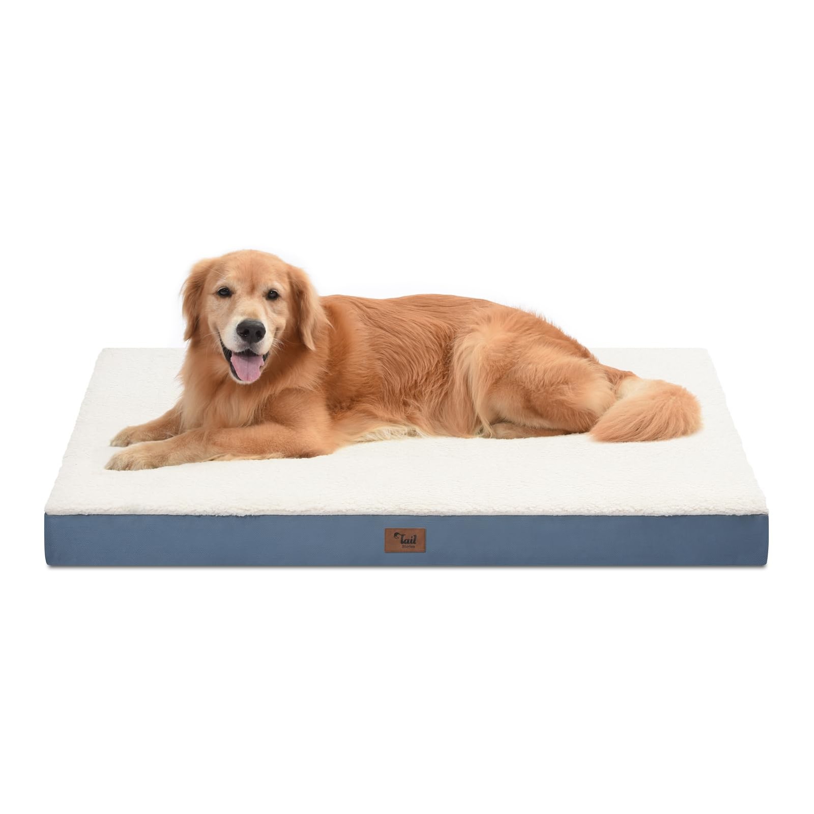Tail Stories Orthopedic XL Dog Bed - 44x32" Egg Crate Foam, Washable Cover