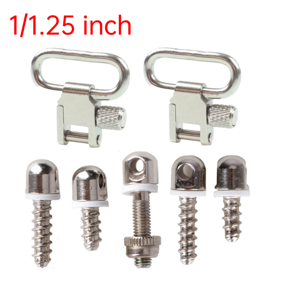 1''/1.25'' QD Quick Detachable Mount Stud Screws Rifle Sling Swivel Silver Color