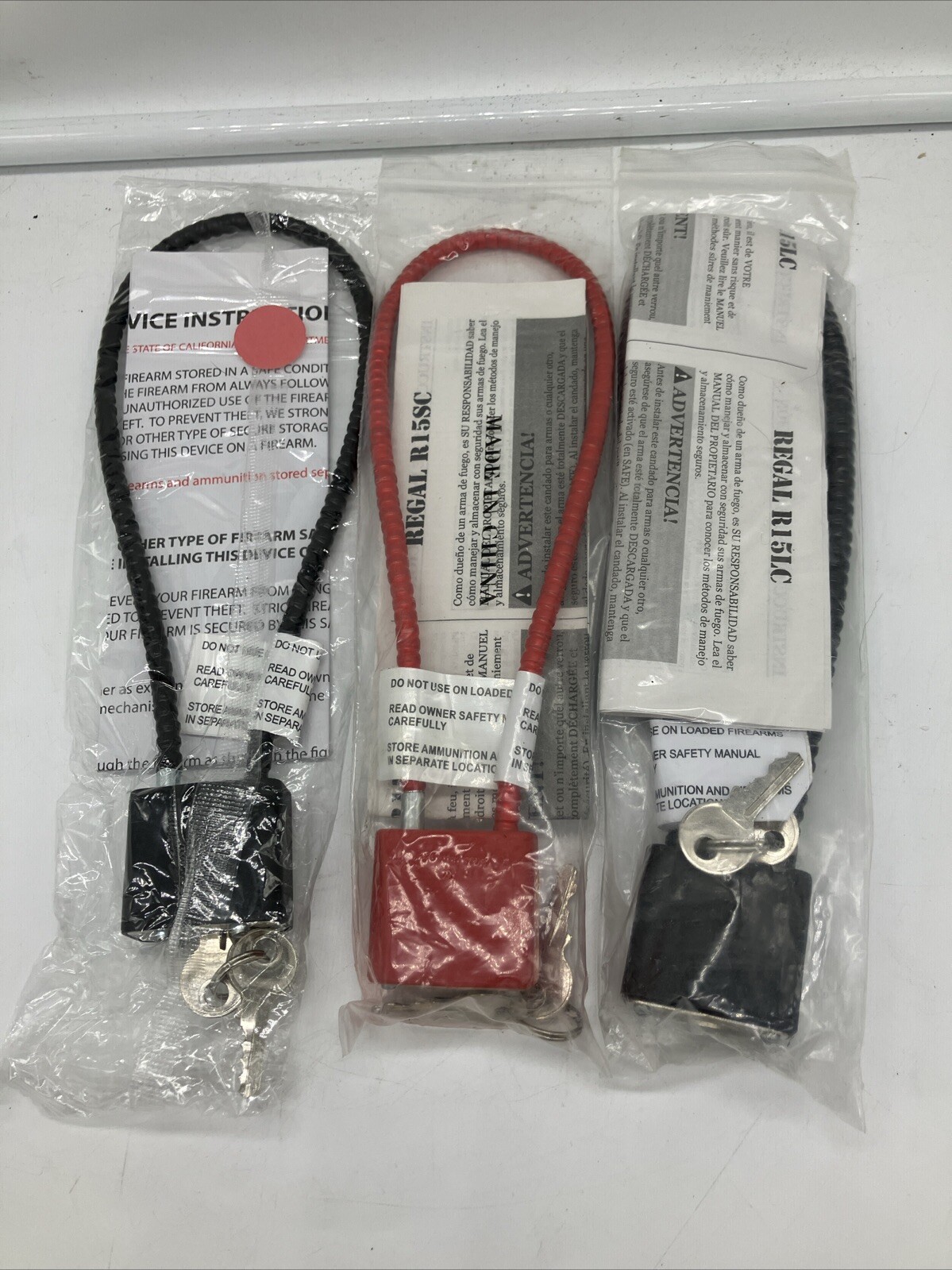 Lot Of 3 - Cable Gun Lock - New In Package- FAST FREE SHIPPING