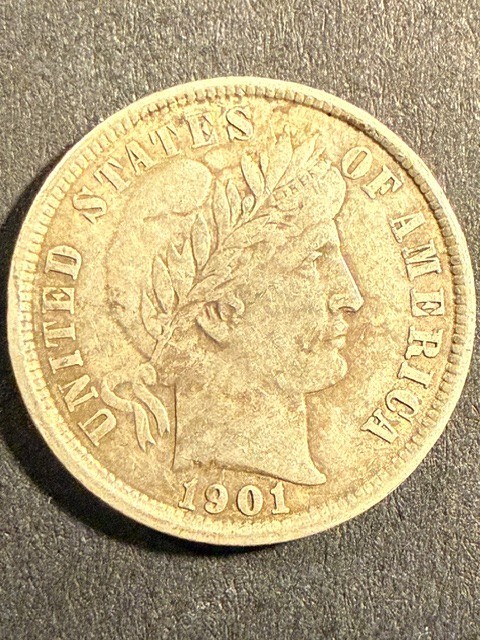 1901-P Barber Dime 10C - 90% Silver - Nice Details! GREAT 90% SILVER COIN!