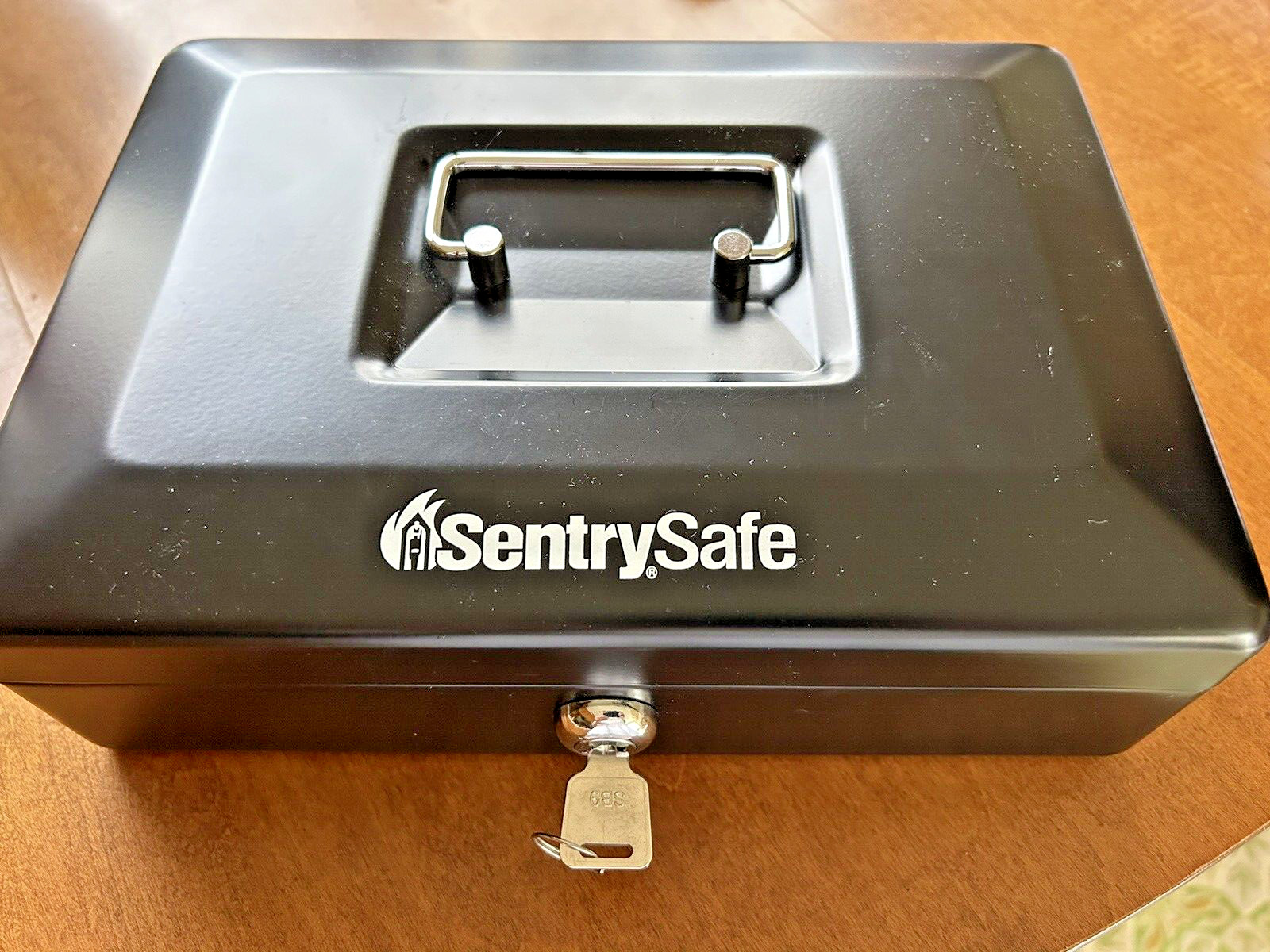SentrySafe Cash Box with One Key Black Metal with Chrome Handle and Lock