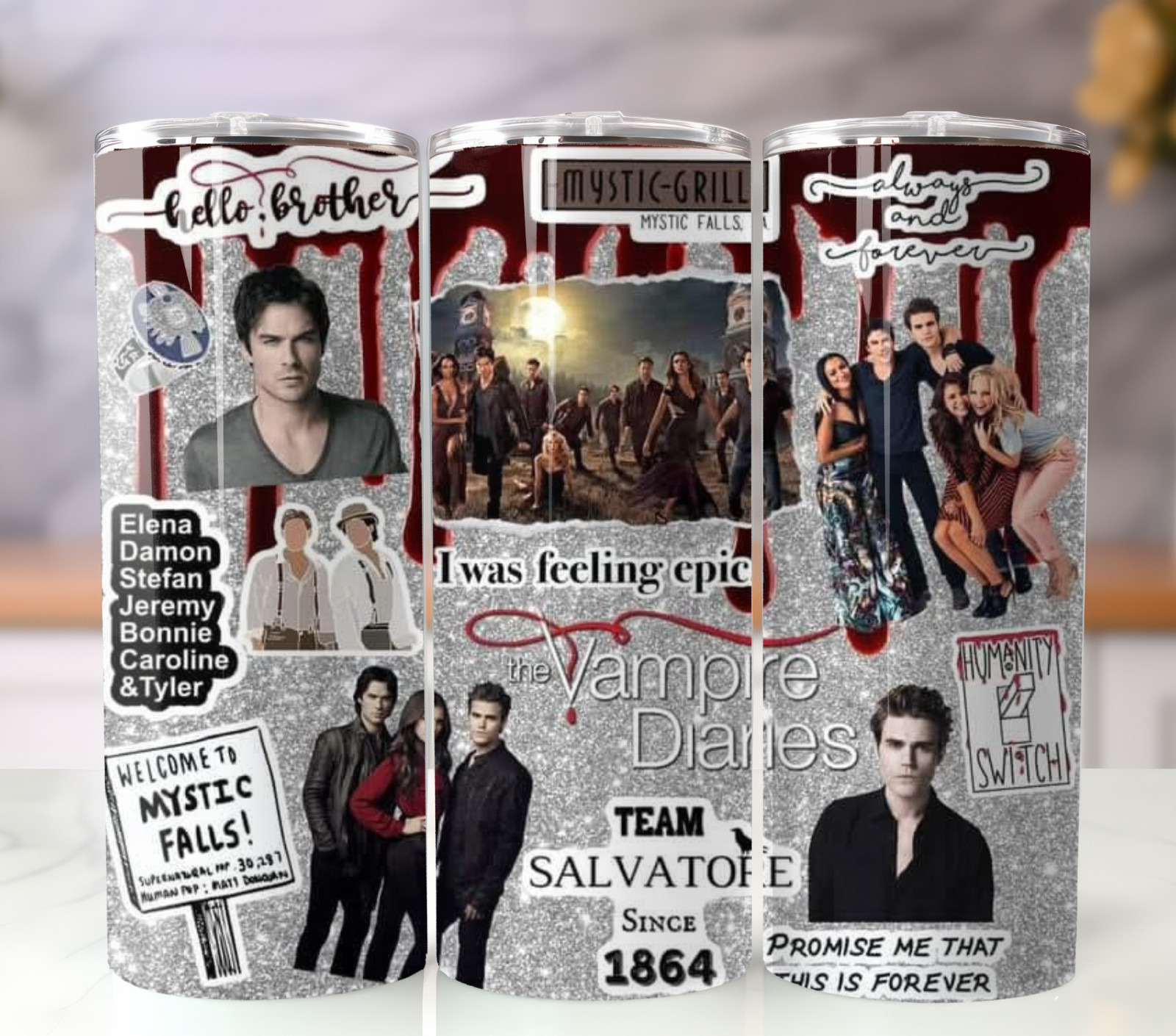 20oz Dark Romance Tumbler | Vampire Diaries Inspired Stainless Steel Travel Cup