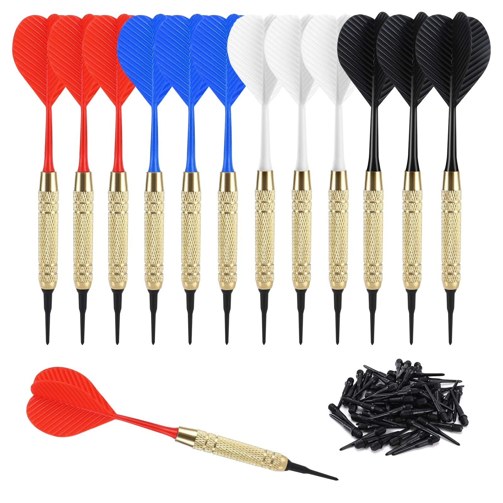Accmor 12 Pcs Soft Tip Darts, Plastic Tip Darts Set, Attach Extra 100 Black 2...