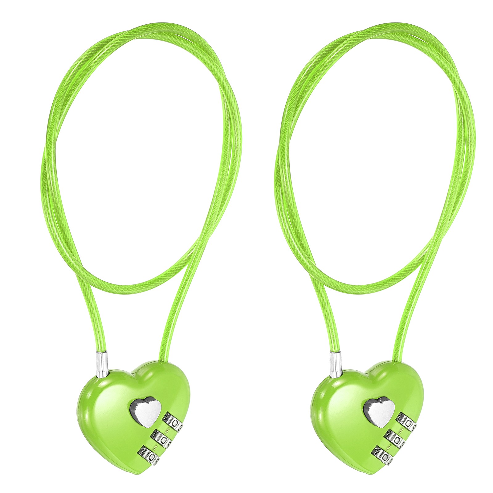 Combination Padlock (19.7 Inch, Green)(2Pcs), 3-Digit Heart Shaped Combo Padlock