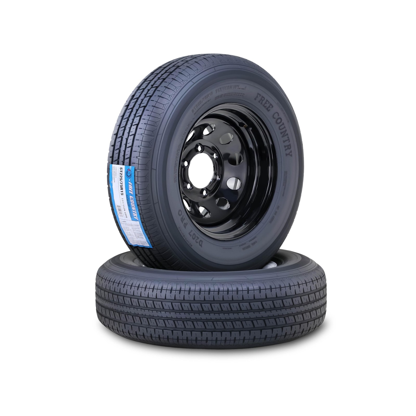 Free Country Trailer Tire Wheel Assembly ST225/75R15 10-Ply E 117M 6 Lug on 5...