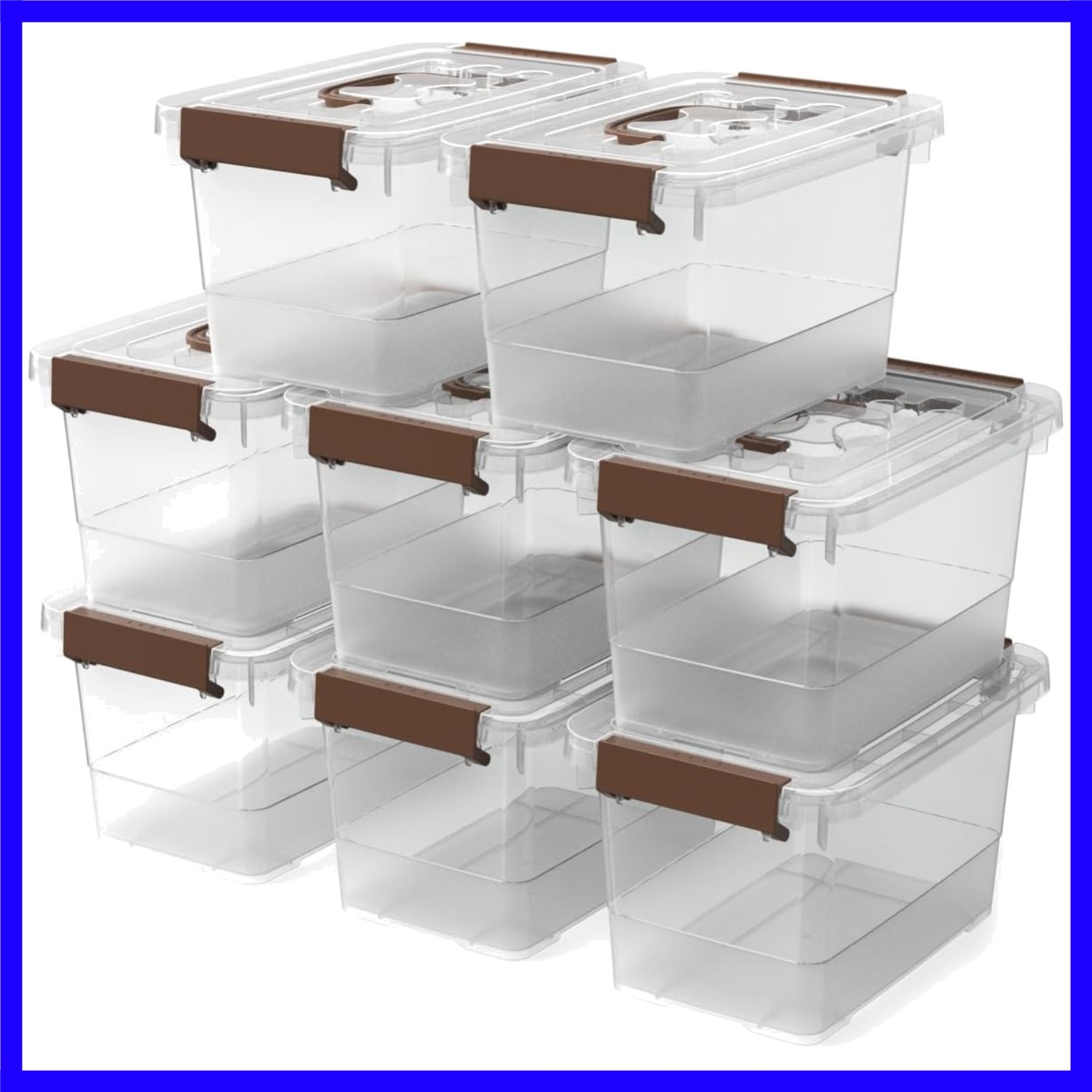 8 Pack Stackable Clear Plastic Storage Bins, 4 Quart Latch Boxes with Handles