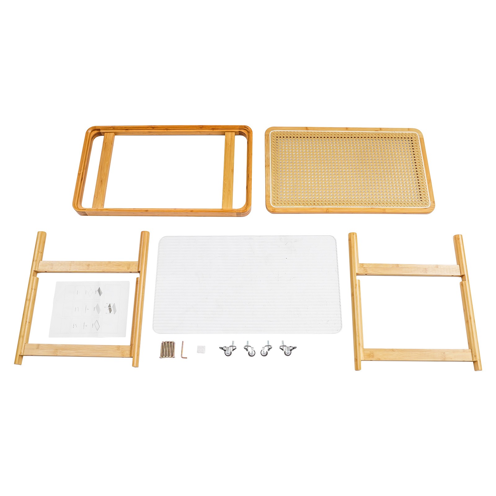 Bamboo Table Portable Sofa Side Table Coffee Table With Wheels Modern Storage