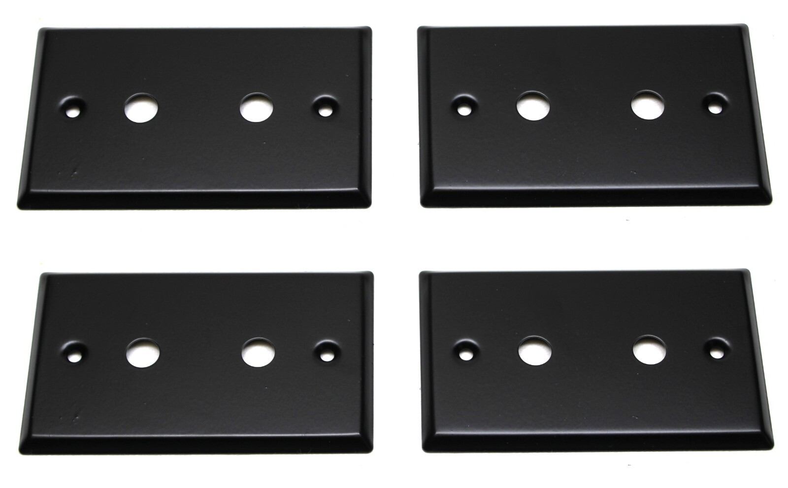 (4) Four Single Gang Blank Wall Plates for Two Mono 1/4" Jack BLACK Steel