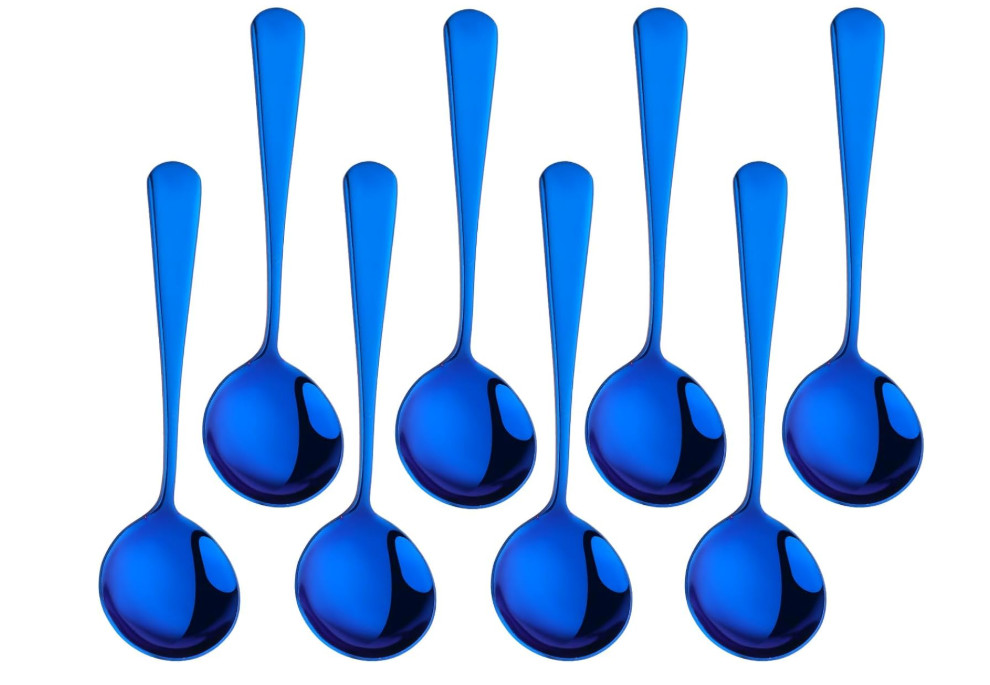 Stainless Steel Soup Spoons Set,8-Pieces Bouillon Cereal Spoons