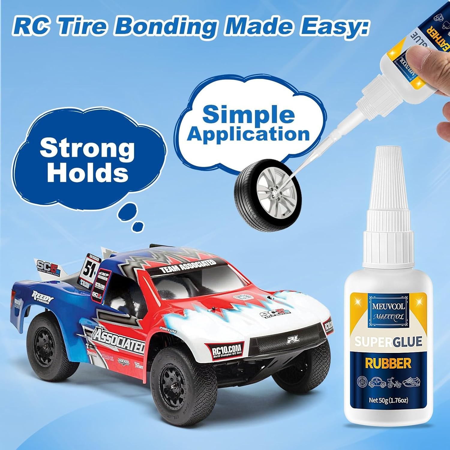 Rubber Glue,100g Super Glue for Rubber, RC Tires, Seals, Gaskets, Shoe Soles, Ho