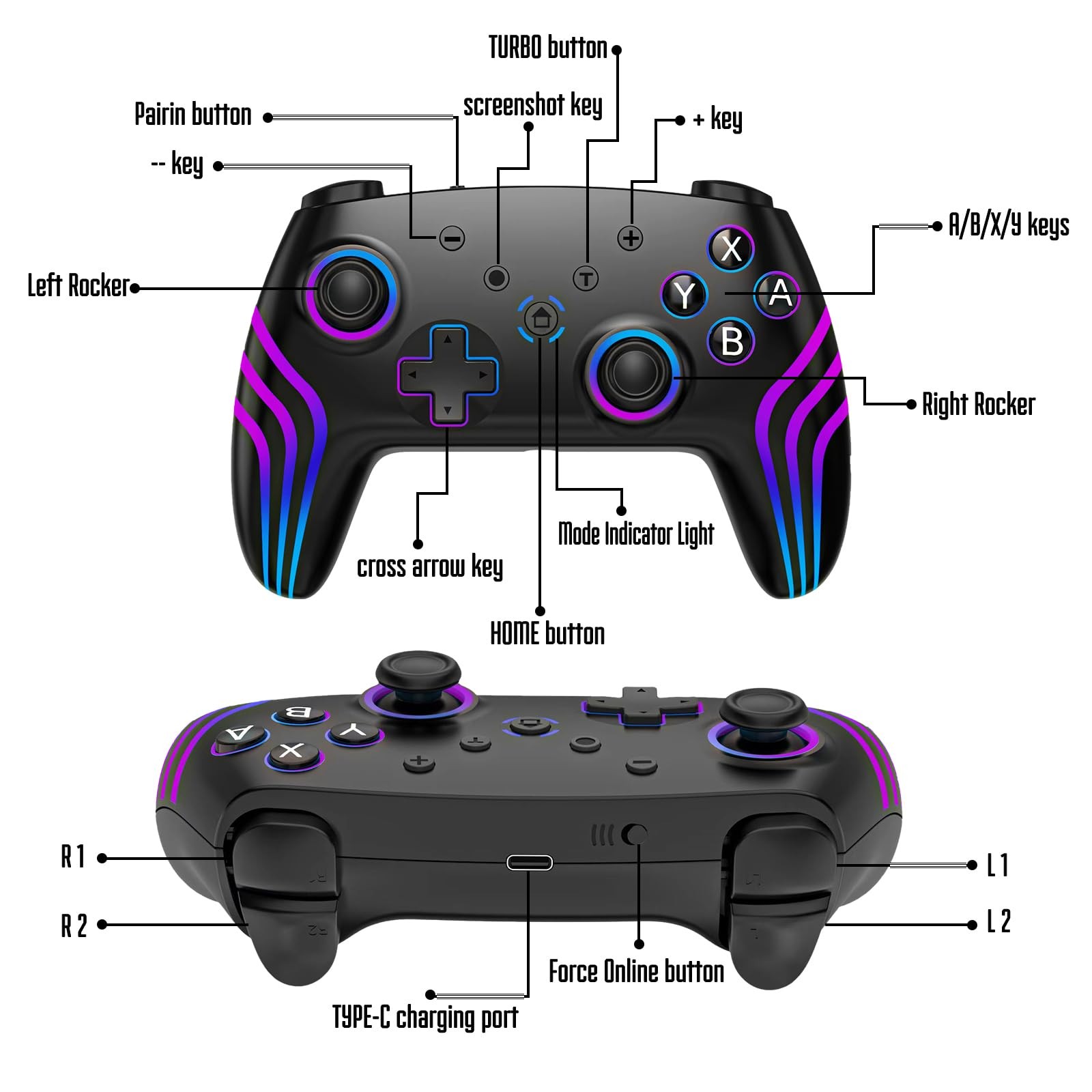 MYSTILUCK Wireless Pro Controller for Switch/Switch 2/Lite/OLED/PC, Gamepad w...