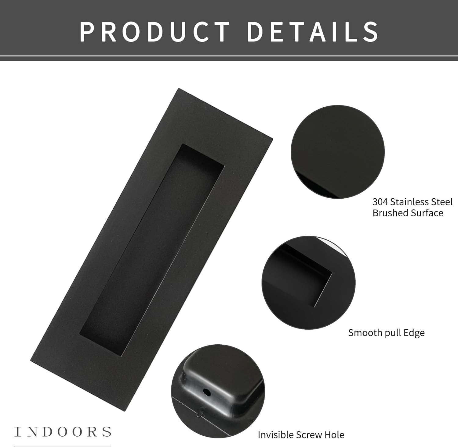 senharvest Recessed Finger Flush Pulls with Edge Pull -Sliding 6 Inch, Black