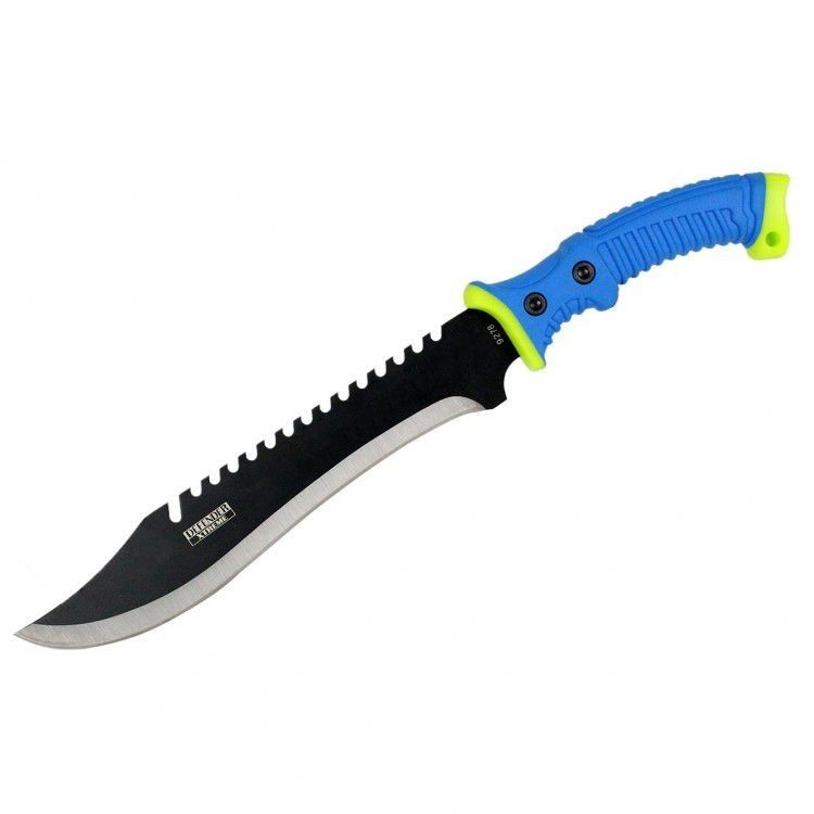 16 Inch Defender Xtreme Full Tang Hunting Knife Blue/Neon Green Rubber Handle