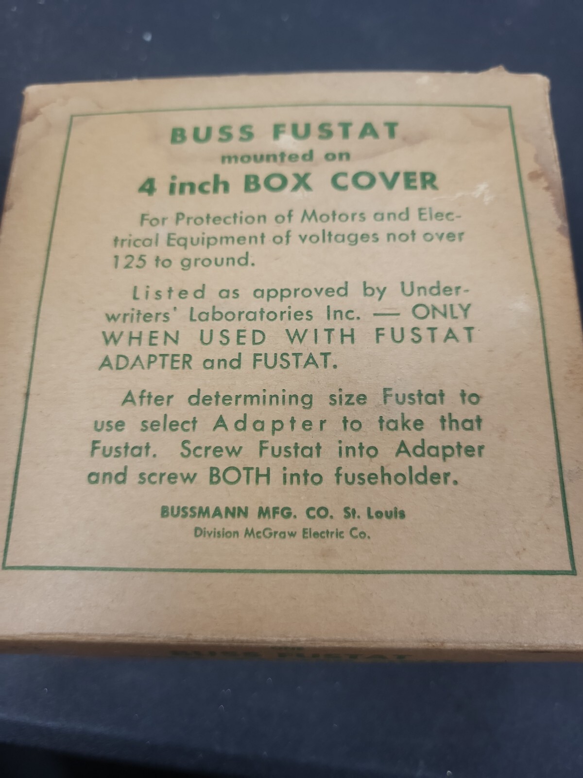 Fusetron Box Cover Unit Type STY NEW OLD STOCK