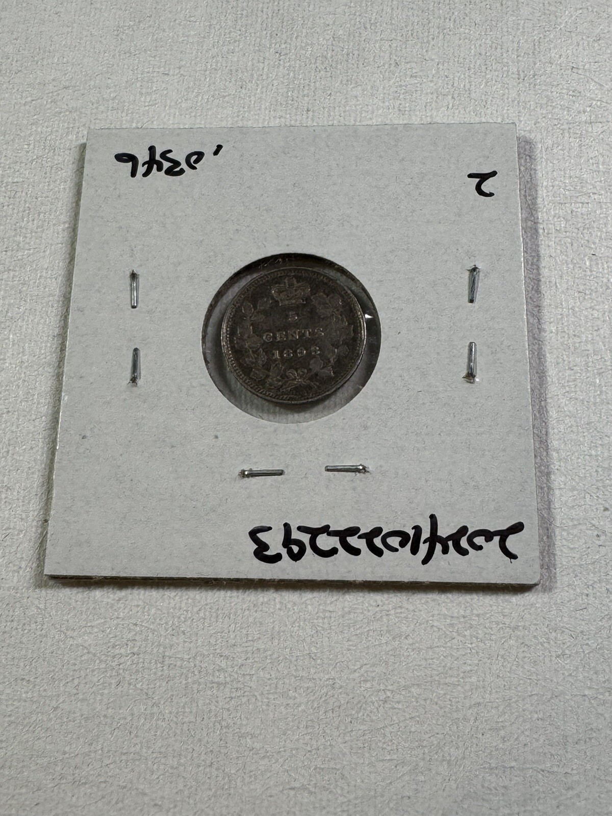 1893 Canada 5 Cents Small Silver Coin