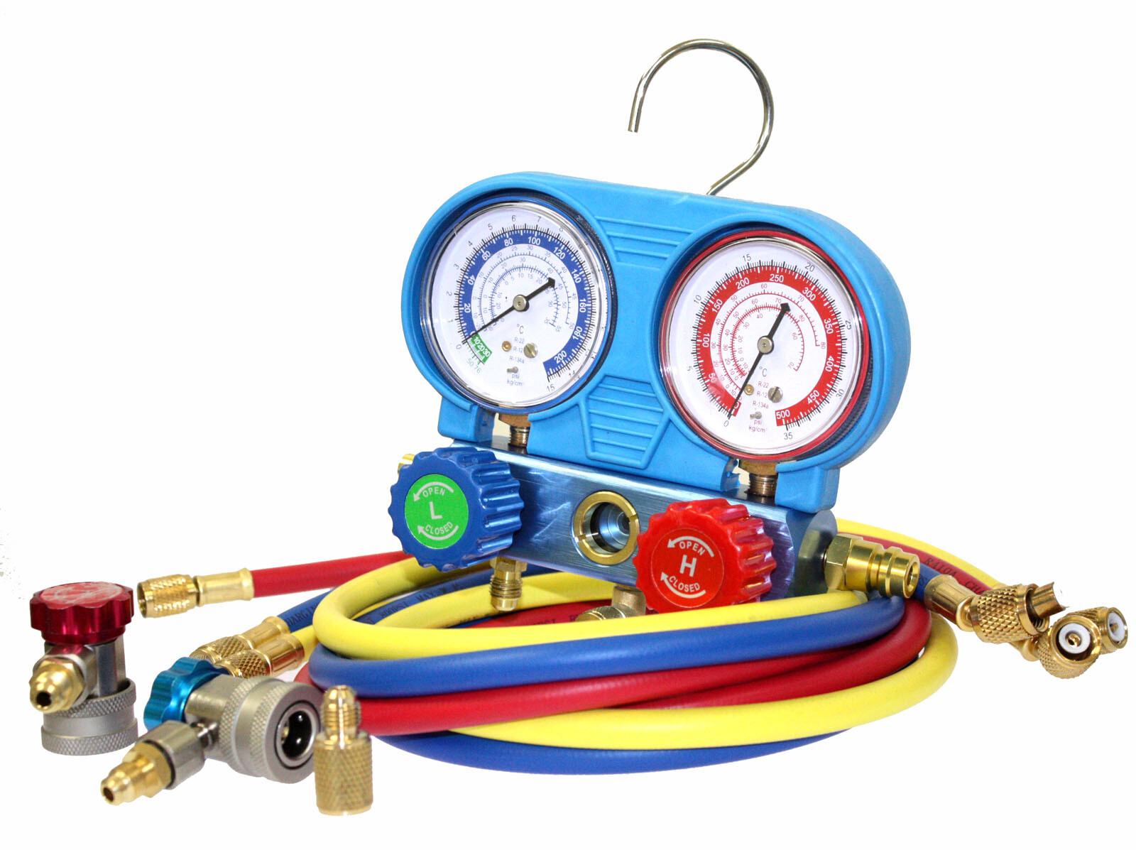 Combo 3CFM 1/4hp AC Vacuum Pump & HVAC Refrigeration Manifold Gauge R134 R22 R12