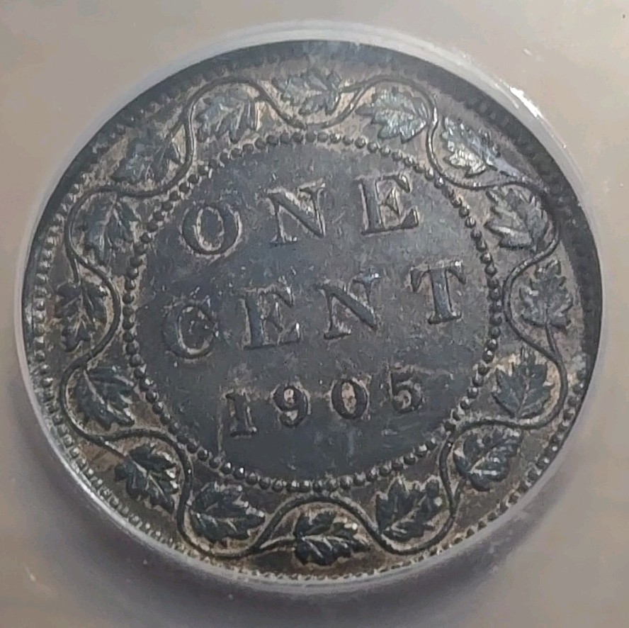 1905 ICG AU 58 DETAILS 1 CENT CANADA "CLEANED"