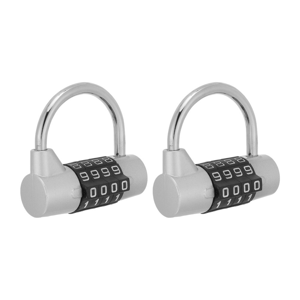 2Pcs Lightweight Keyless 4 Digit Locker Lock with Durable Metal Case Silver