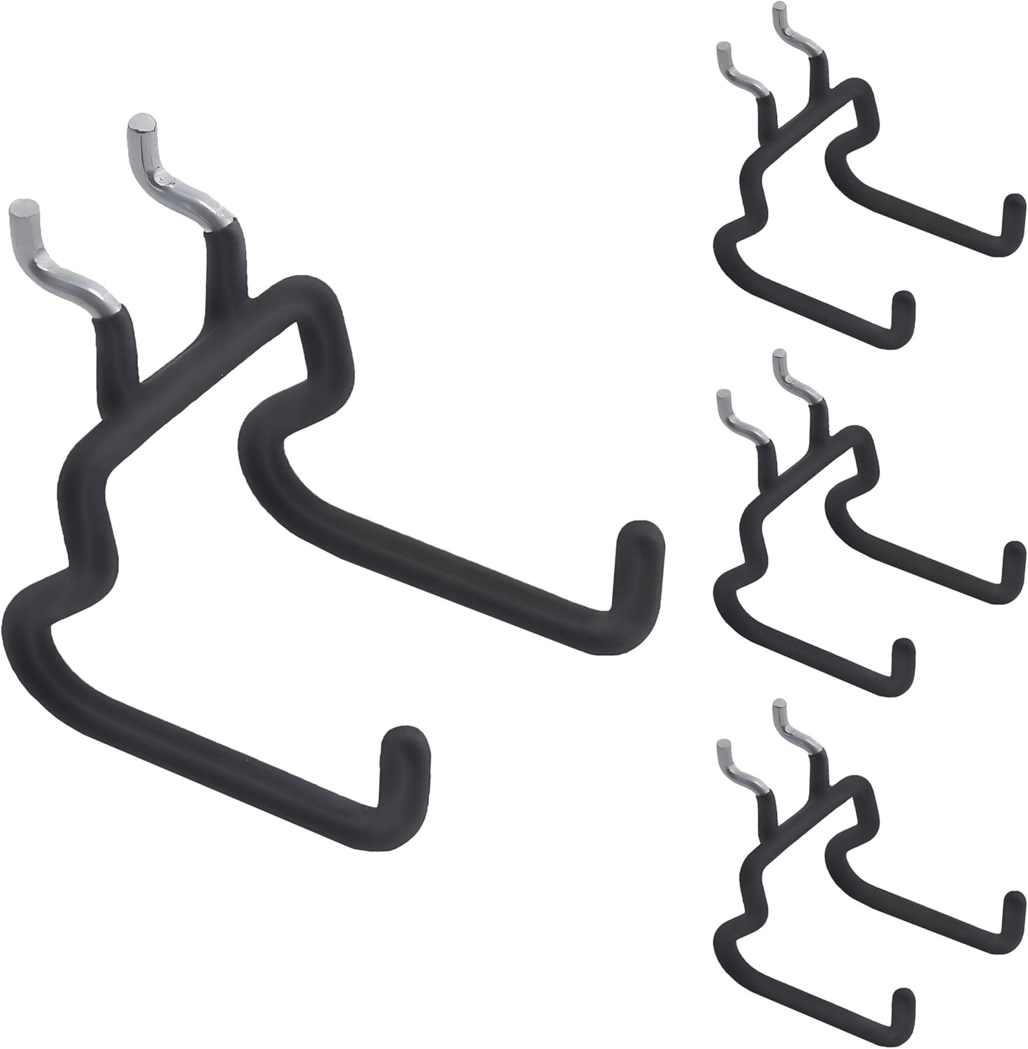 4Pcs Heavy Duty Pegboard Hooks-Neoprene Coated Metal Pegboard Drill Holder-Peg