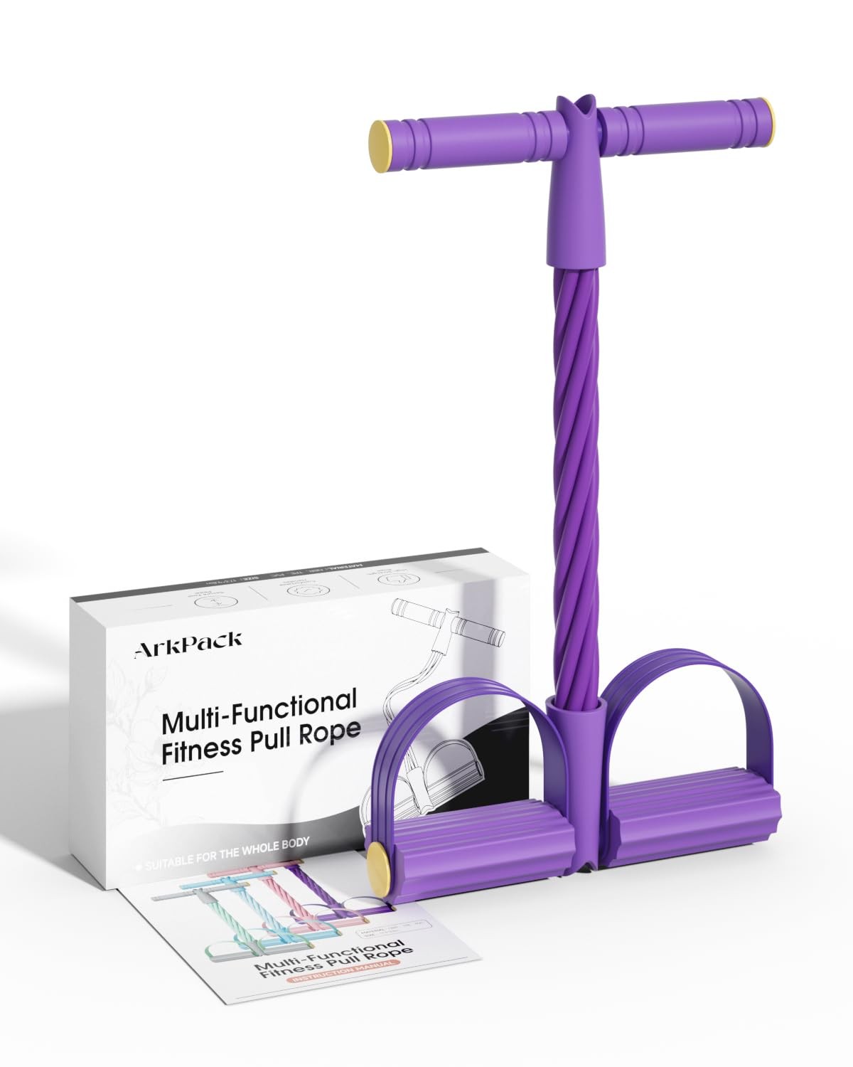 ArkPack Pedal Resistance Band with Handle,6-Tubes Elastic Pull Rope purple