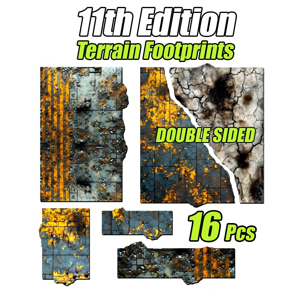 Terrain Area Footprints - DOUBLE SIDED - Compatible w/ Warhammer 40K 11th Ed