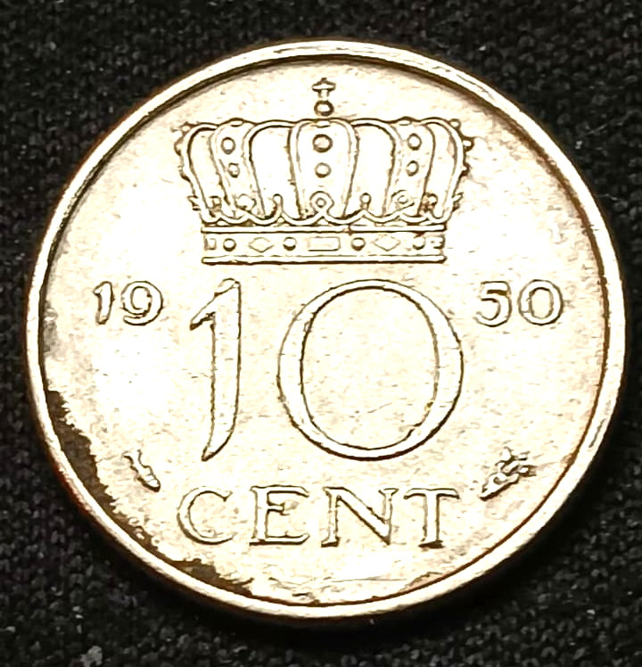 Netherlands 1950 10 Cents Coin Juliana Cent World Dutch post–World War II Dutch