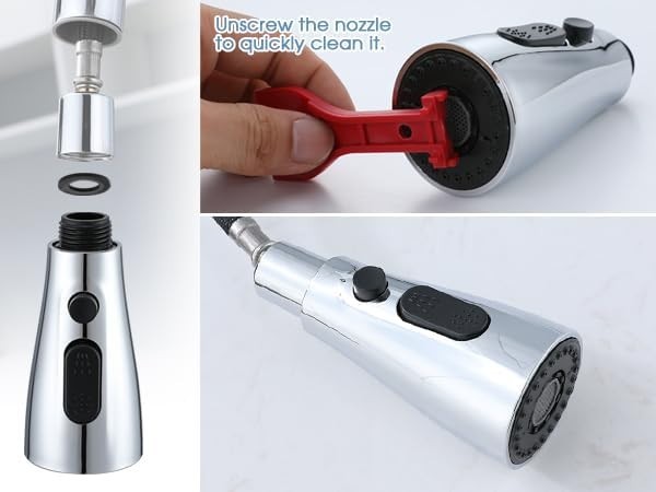 Kitchen Faucet Sprayer Head Replacement 3 Function Pull Down Sink Spray Head