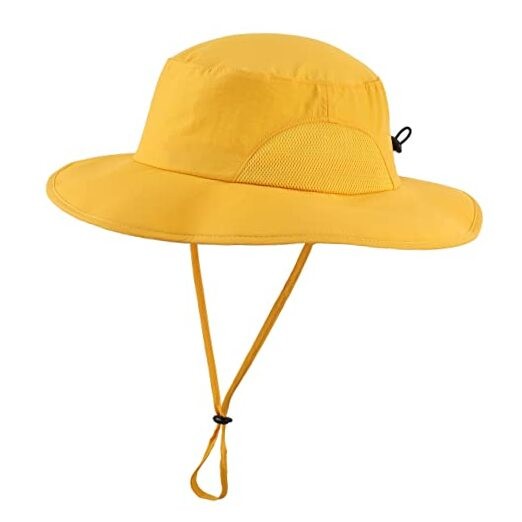 UPF50+ Mens Sun Hat Wide Brim Fishing Hat for Men UV One Size Yellow