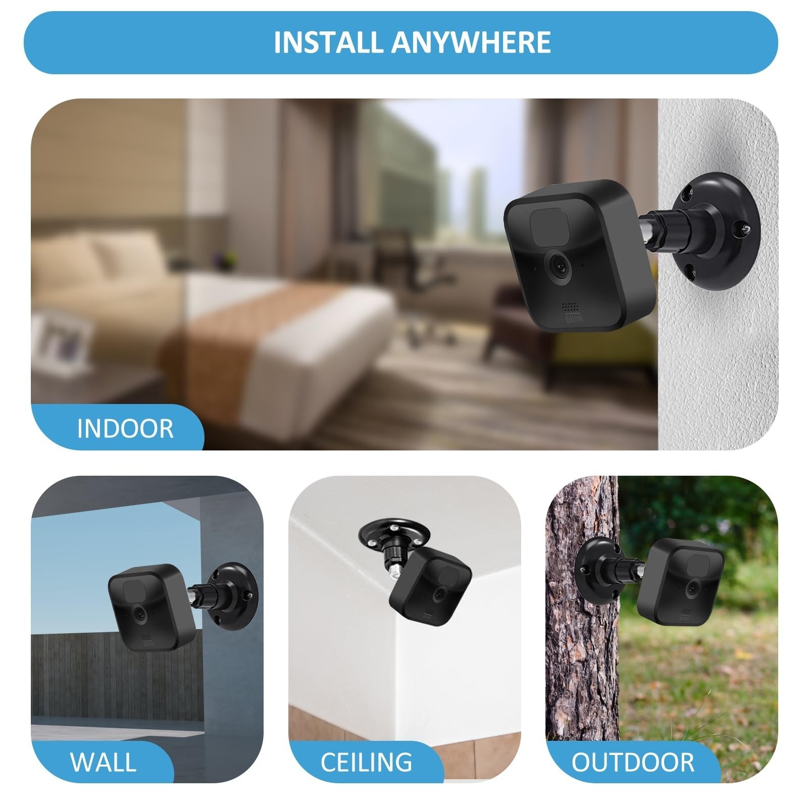 Blink Outdoor Camera Mount - 360° Adjustable Wall Mount Bracket (3 Pack)