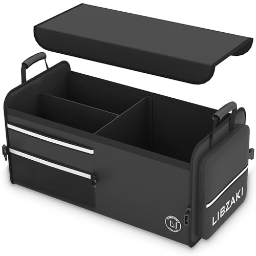 LIBZAKI Car Trunk Storage Organizer, Multi Compartment Standard Black
