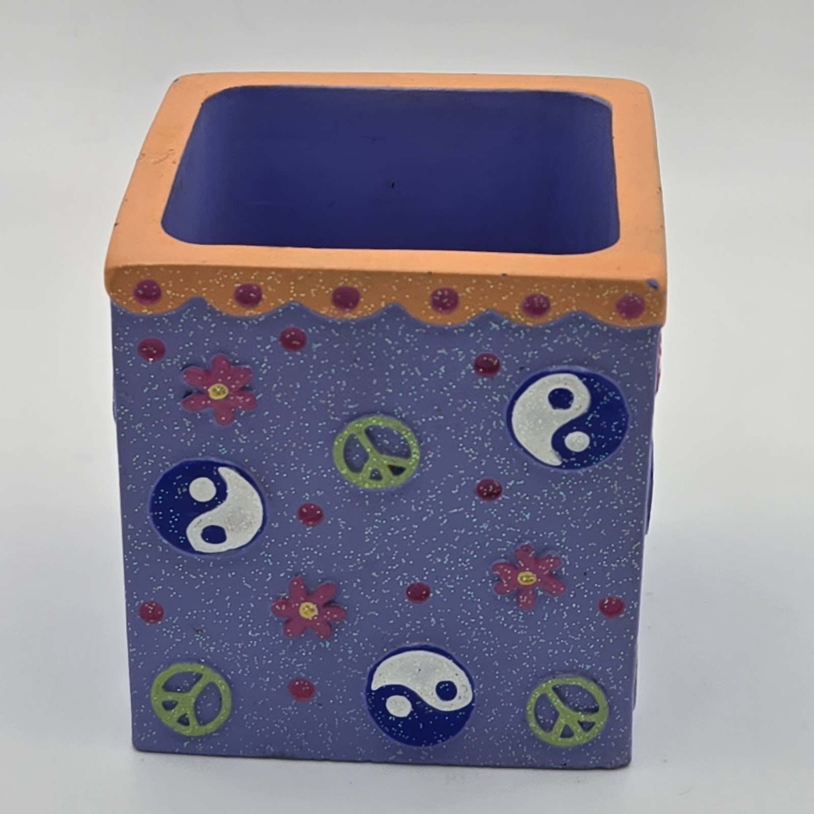 Vtg Y2k Claire’s Trinket Box 2004 Purple Ying Yang Peace Symbol- NO LID