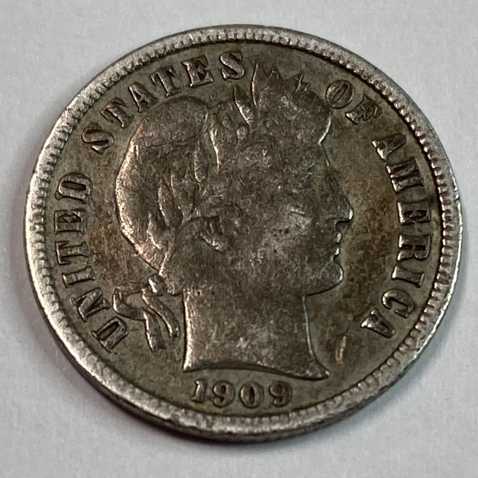 1909 Barber Dime 10C Silver Full Liberty Coin