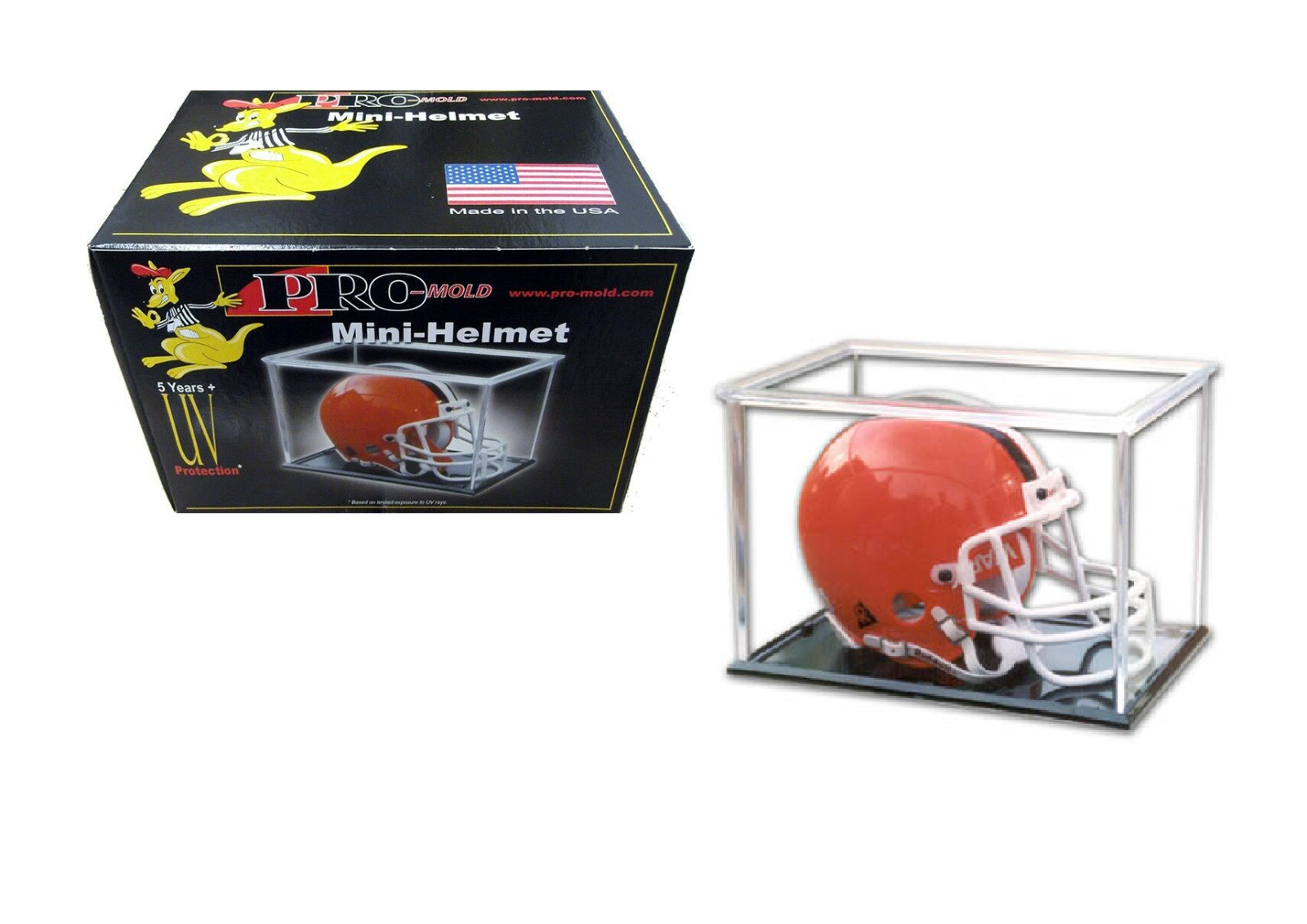 Pro-Mold UV Protected Mini Football Helmet Holder Beveled Edges and Black Base