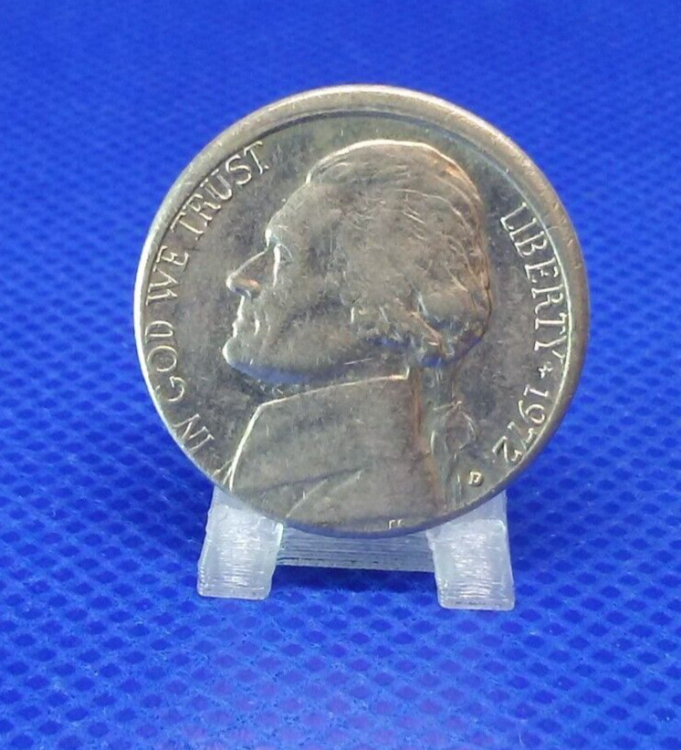1972-D Jefferson nickel Mis-Aligned die and partial collar