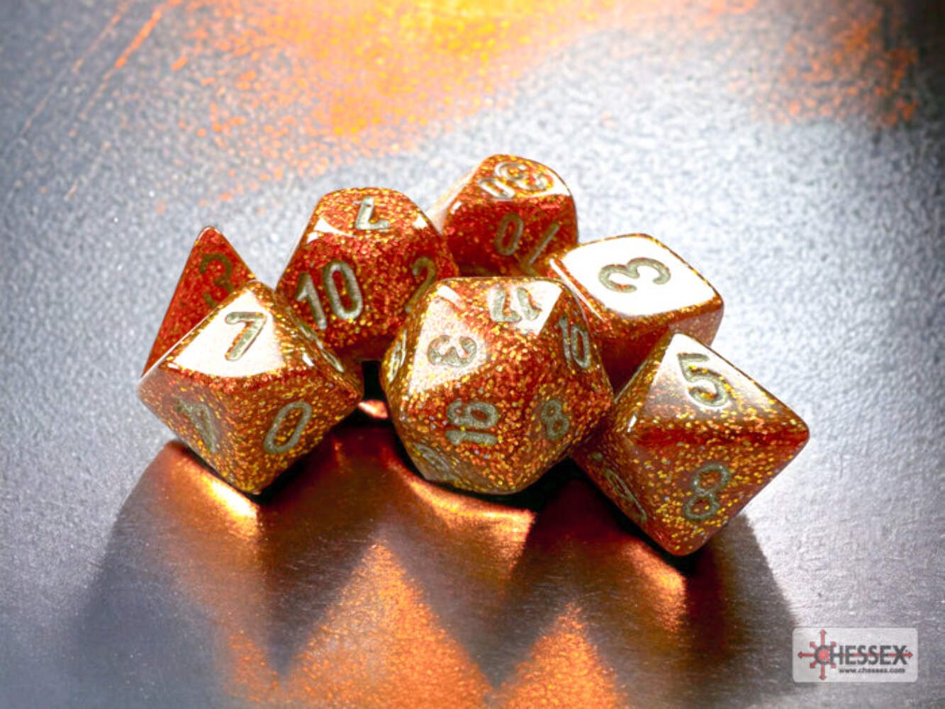 Chessex - Glitter Mini-hedral Gold/silver 7-Die Set