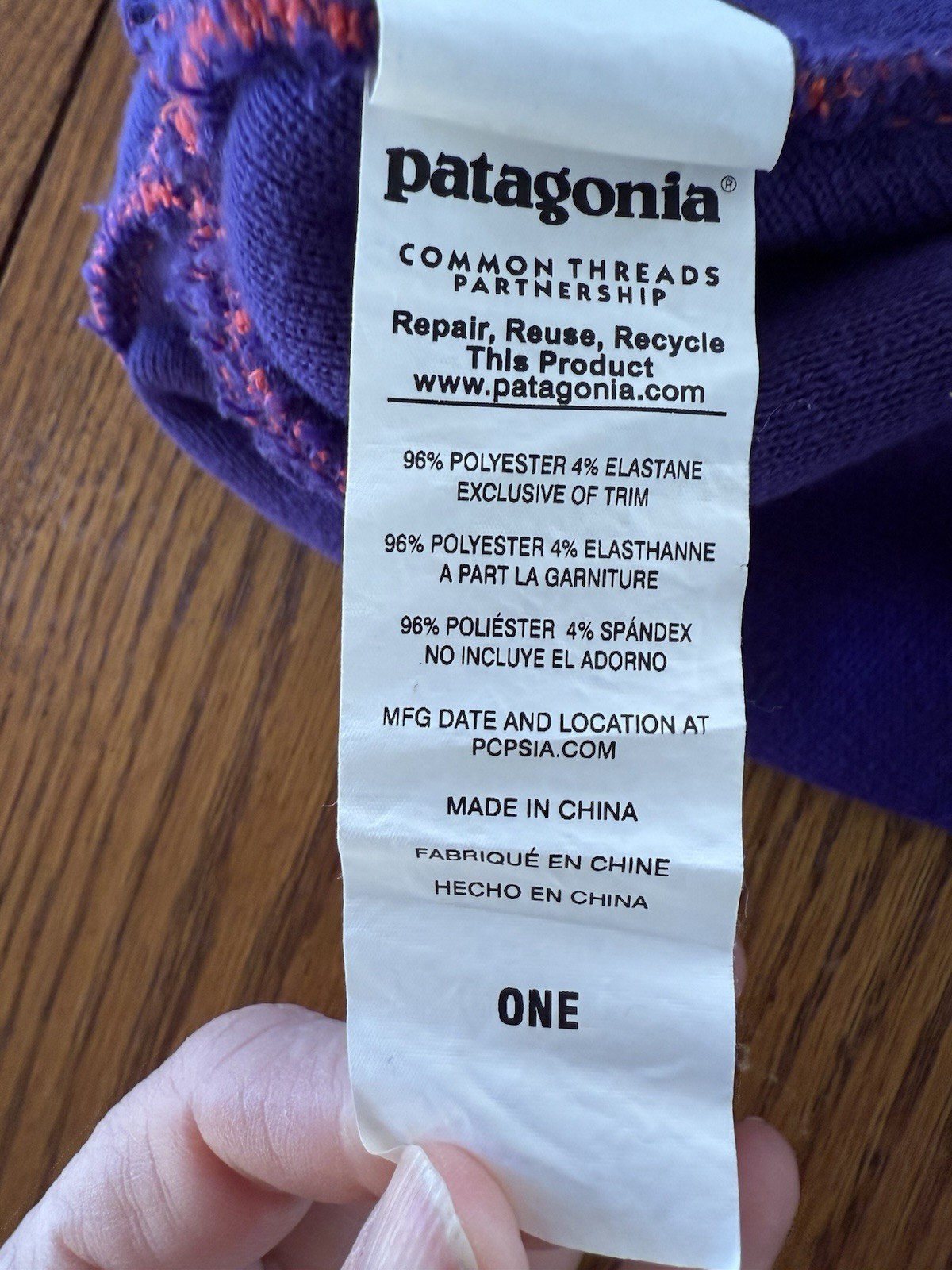 Patagonia Purple & Orange Double Layer Pom Pom Beanie Hat One Size