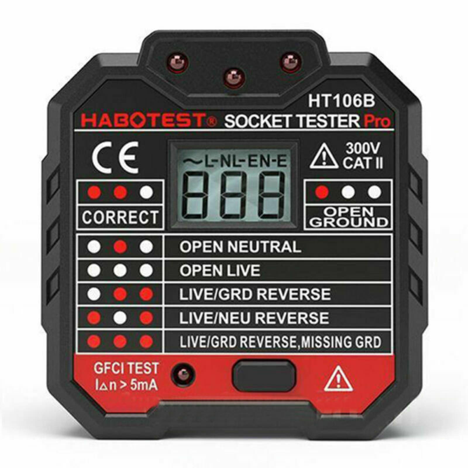 HT106B Advance Electric Socket Tester GFCI Test Mains Fault Checker US