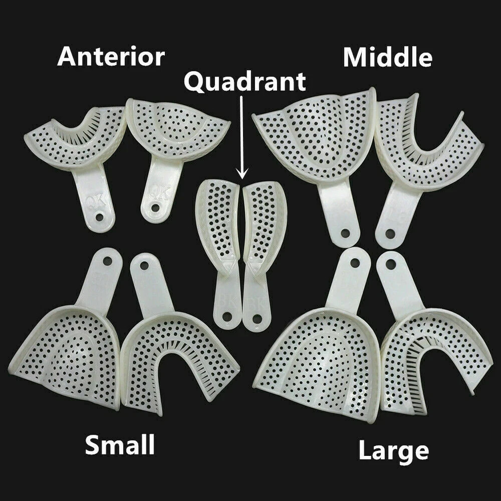 2 Pcs/Pair Dental Impression Trays Disposable Plastic Central Denture 5 Sizes