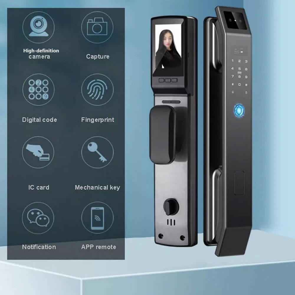 Smart Door Security Lock Camera with Fingerprint Password Keypad DE