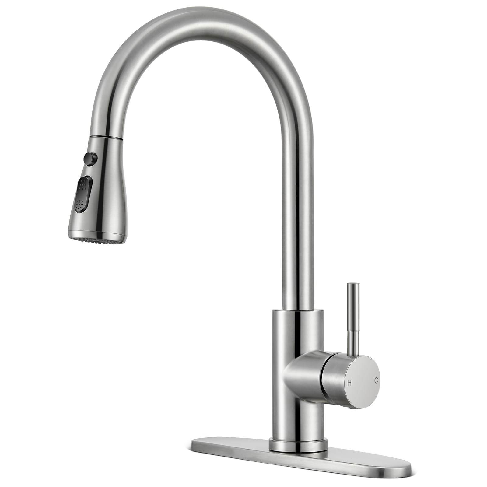 Kitchen Faucets with Pull Down Sprayer, Brushed Nickel High Arc Single Handle...
