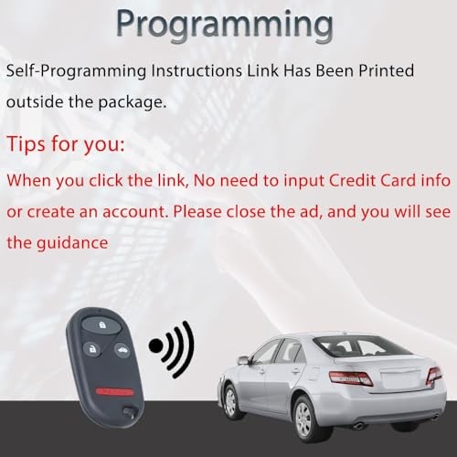 Key Fob Keyless Entry Fits for 1998 1999 2000 2001 2002 Honda Accord 1999-2003
