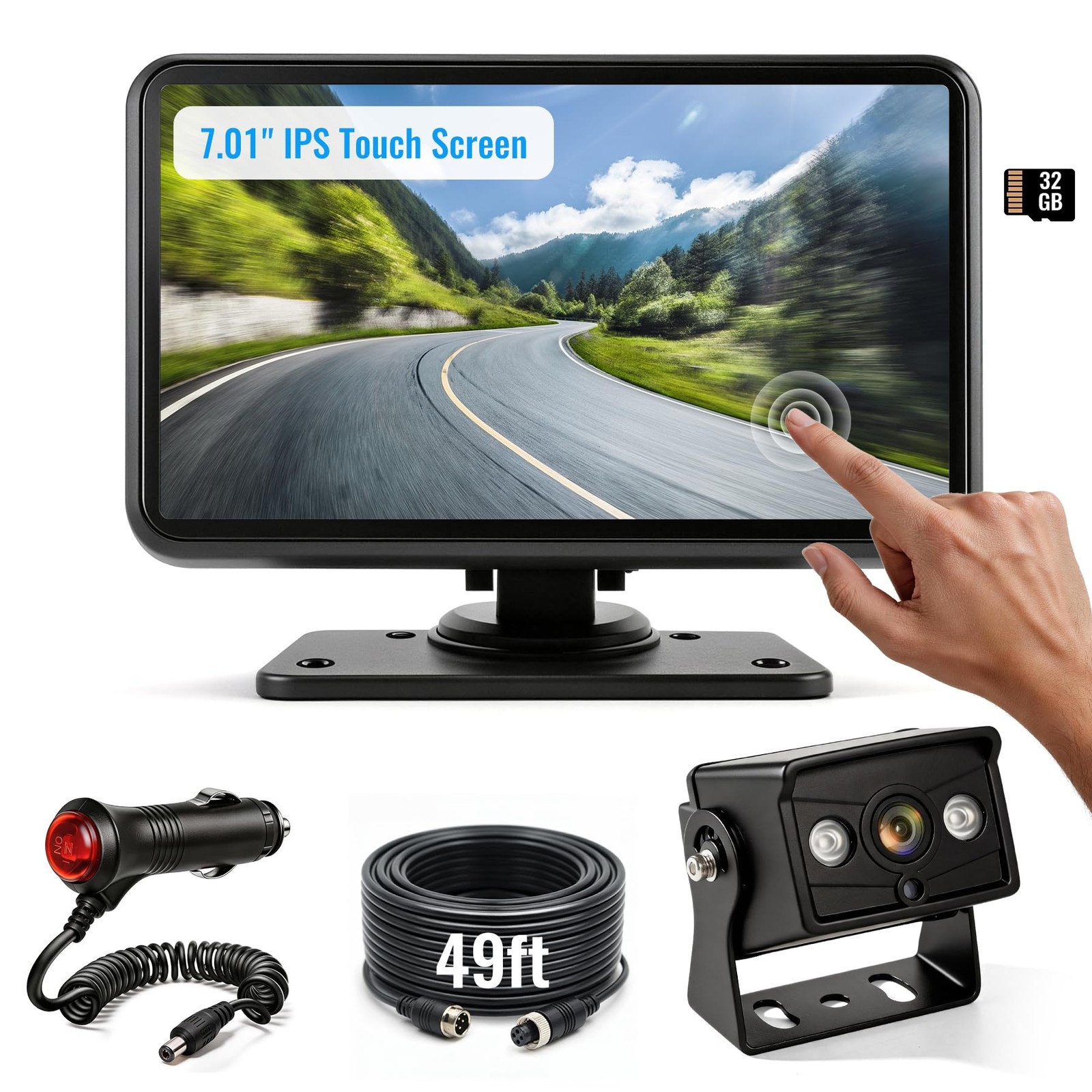 7" Touchscreen DVR System with Wired Backup Camera - 20G Vibration Proof