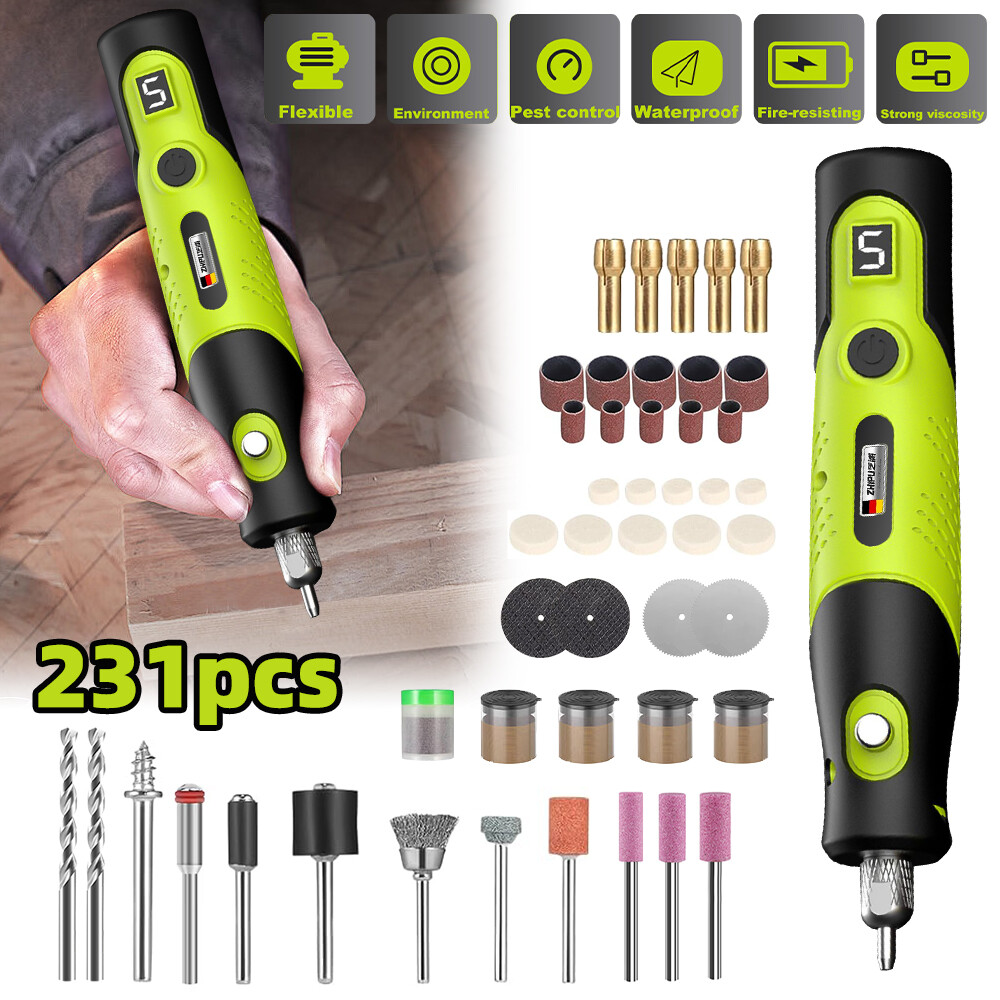 231Pcs Set Cordless Electric Mini Drill Grinder Engraving Pen 5Speed Rotary Tool