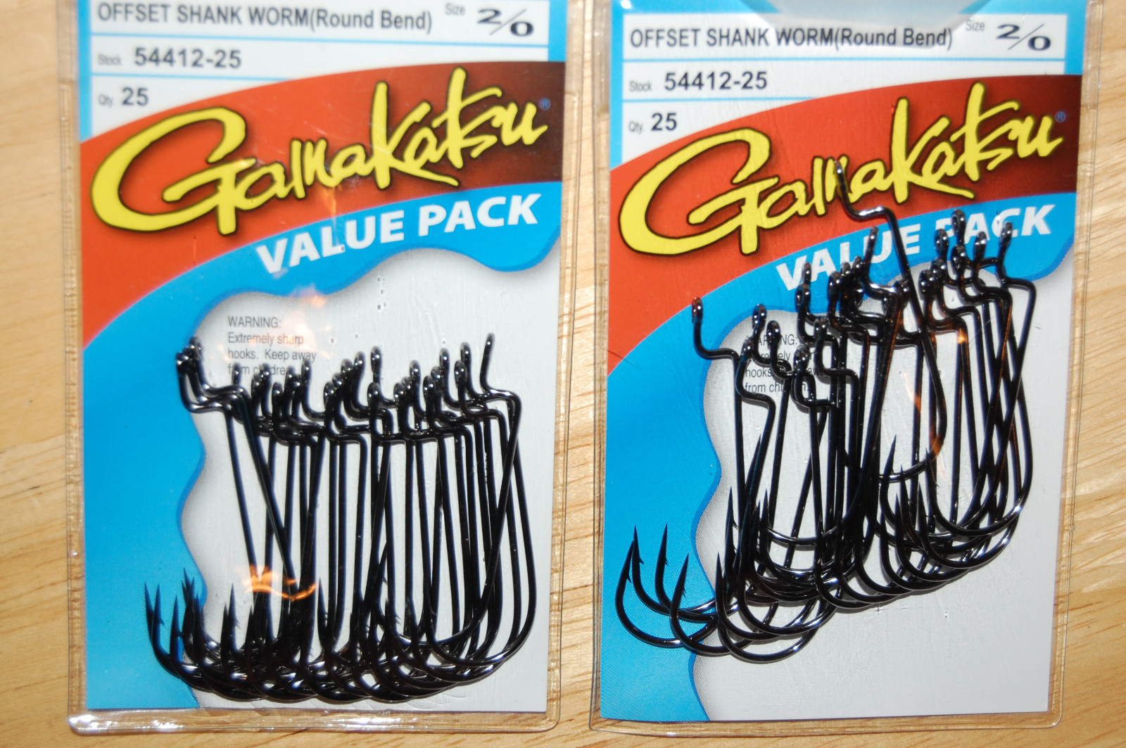 2 packs 50 total gamakatsu offset  worm hooks round bend 2/0 pack 25 54412-25