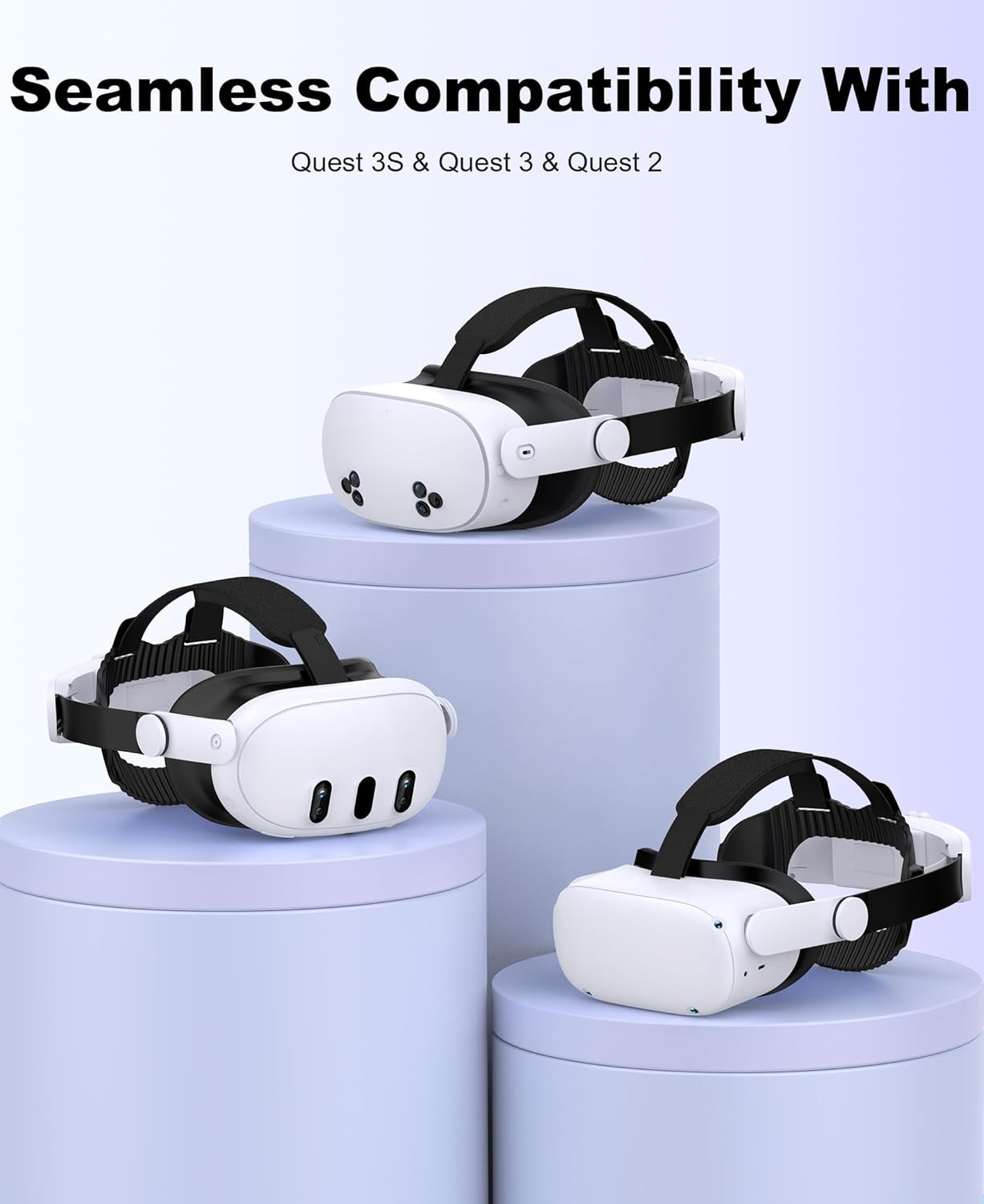 Head Strap for Quest 3S/ Quest 3/Quest 2, Elite Strap Replacement Enhanced Suppo