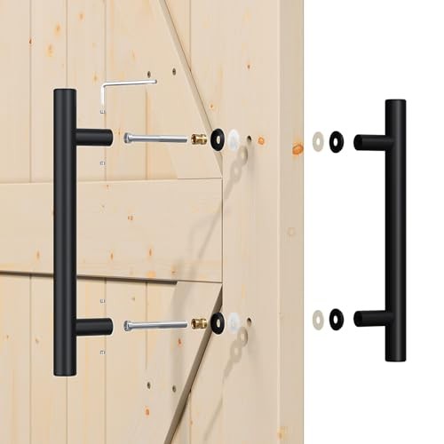 1'' Sliding Barn Door Handle, Double-Sided Set Pack | Push Pull 2 Black