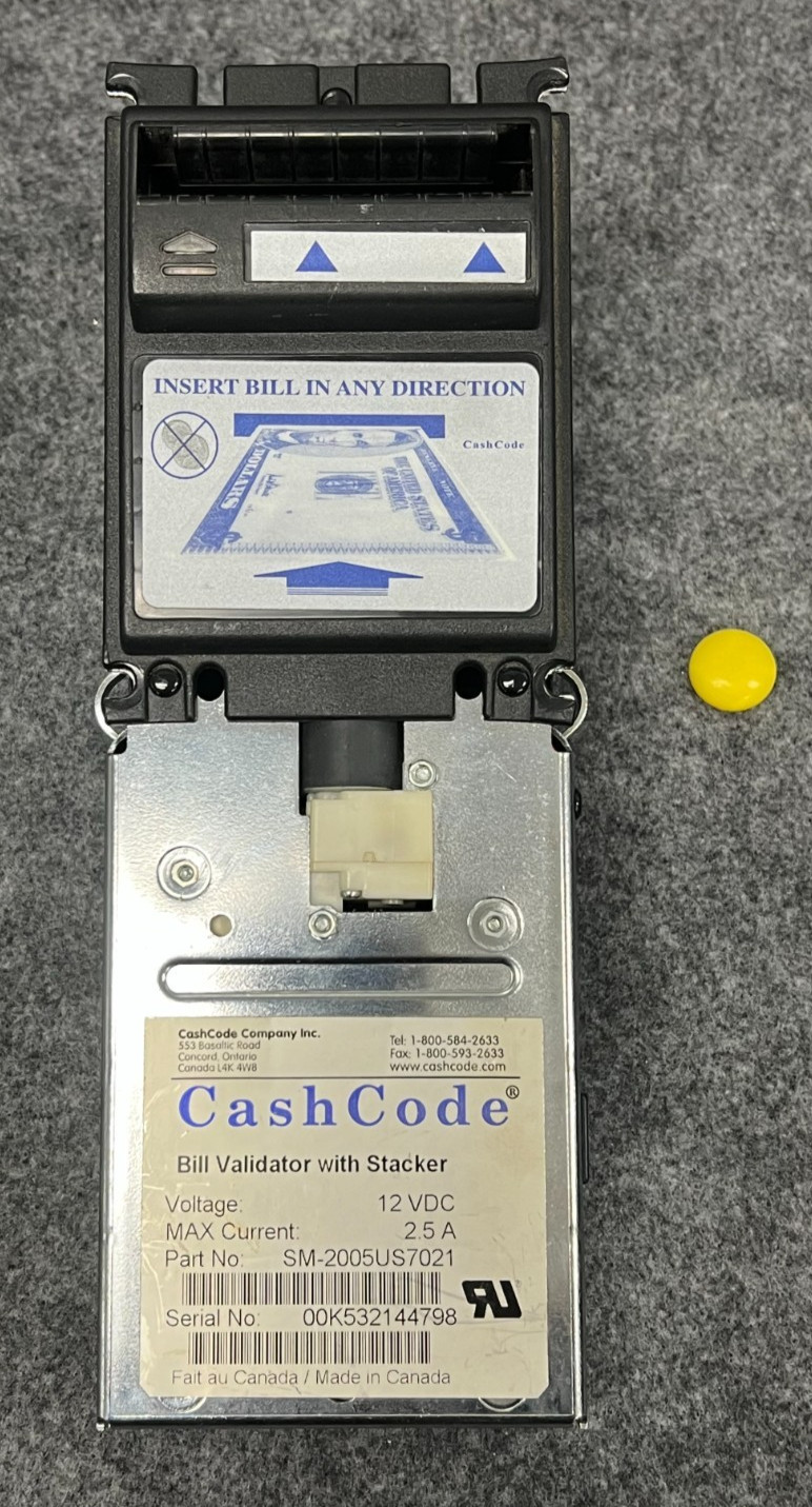 CASHCODE SM-2005US7021 BILL VALIDATOR W/STACKER 12VDC 2.5A