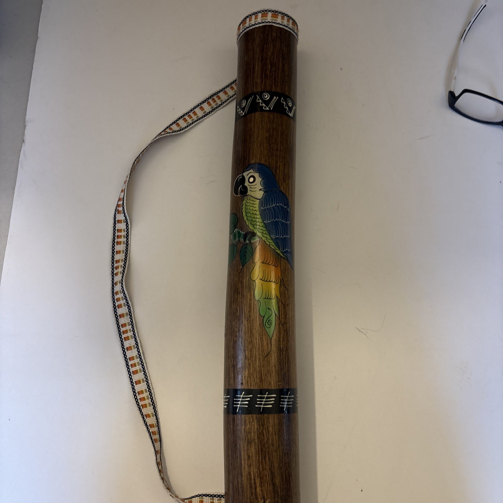 Rare Hand-painted Ecuadorian Rain Stick Instrument Folk Art